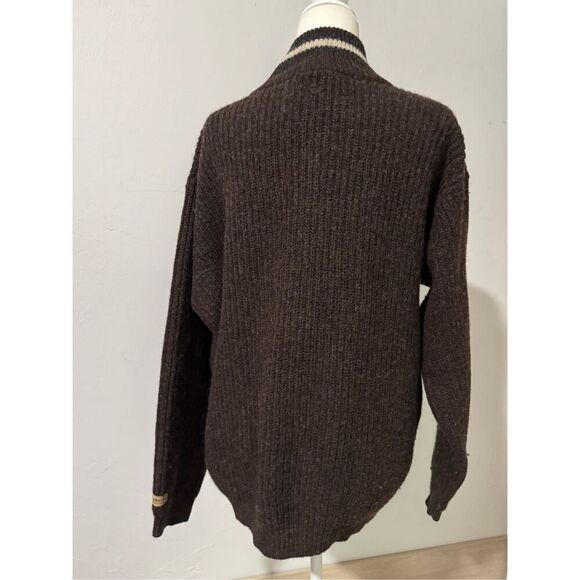 Columbia 100% Shetland wool brown 1/4 zipper knit thick sweater L - Picture 4 of 6